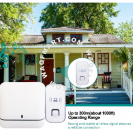Wireless Doorbell Smart Home Door Bell Ring No Battery Door Entry Bell Alarm for House 300M Long Range [ Malaysia Plug ]