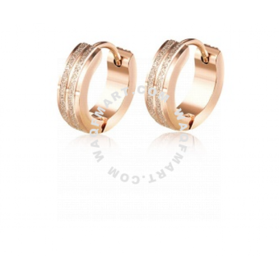Glamorousky Simple Personality Plated Rose Gold Geometric Circle 316L Stainless Steel Stud Earrings