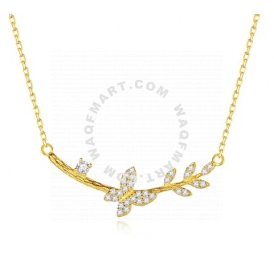 SUNRAIS Premium color stone golden butterfly necklace