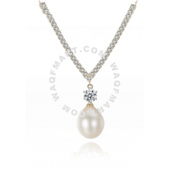 A.Excellence Premium White Pearl Elegant Necklace
