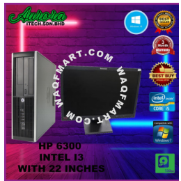 (Refurbished)HP COMPAQ PRO 6200 SFF Desktop PC With 19'' - 22'' LCD MONITOR - Intel Core i3 2GEN 3.1GHz/4GB/500GB/DVD RW 5.0