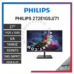 Philips 272E1GSJ 27" Full HD VA 144Hz 1ms AMD FreeSync Premium Gaming Monitor
